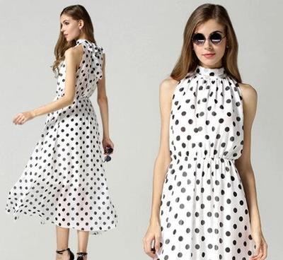 2015夏季新款圓點印花高領連衣裙 優(yōu)雅氣質長裙選購指南